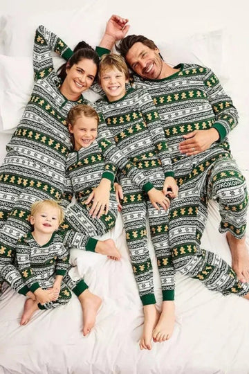Noël lâche famille assorti flocon de neige vert pain d’épice homme motif pyjama ensemble